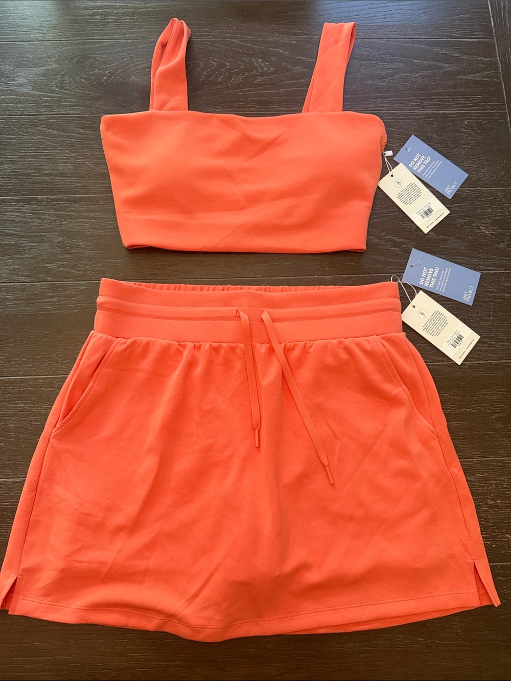 Salt Project Women’s Coral Lounge Crop Top & Skirt Set